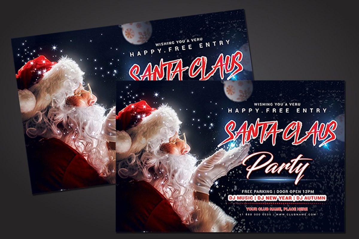 圣诞节海报制作 Santa Party Flyer