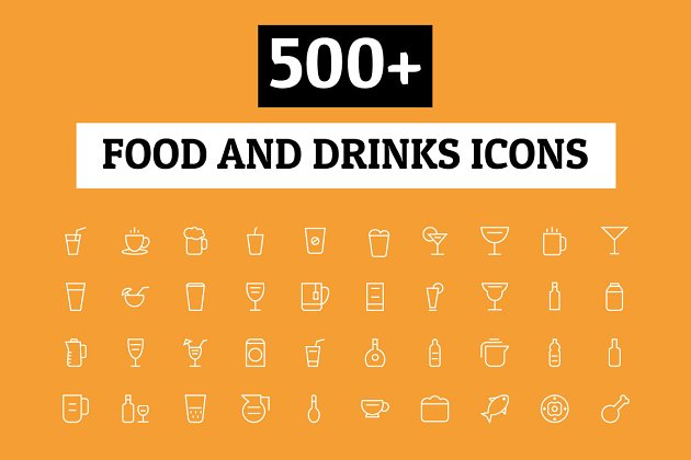 500+食物和饮料相关图标 500+ Food and Drinks Icons