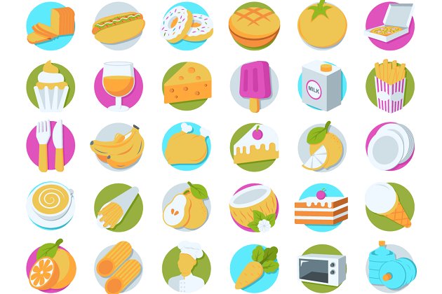 美食透视图标制作 112 Food Perspective Icons