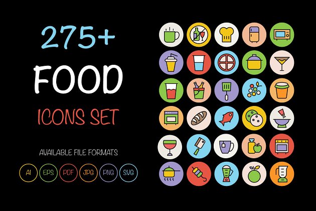 275+ 食物图标 275+ Food Icons Set