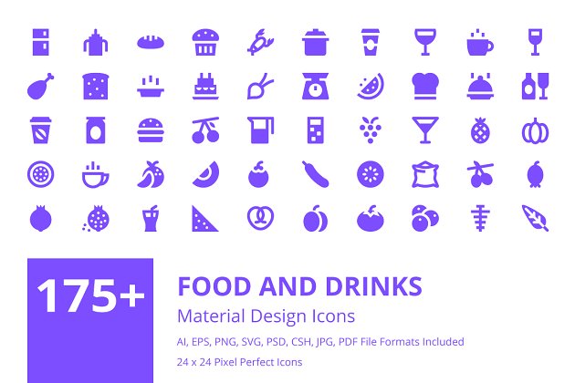 美食饮料图标 175+ Food and Drinks Material Icons