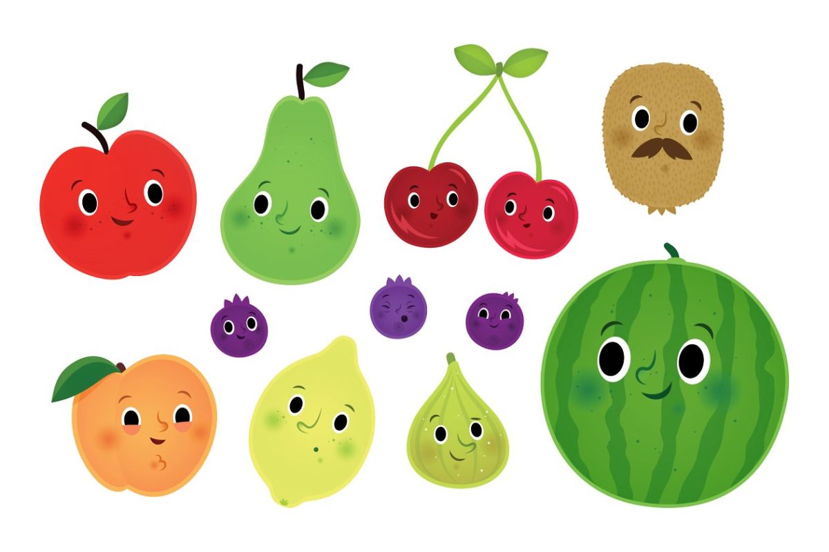 可爱的水果图标 Cute vector fruit characters