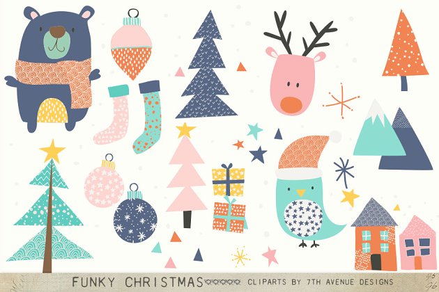 时髦的圣诞素材 Funky Christmas Cliparts