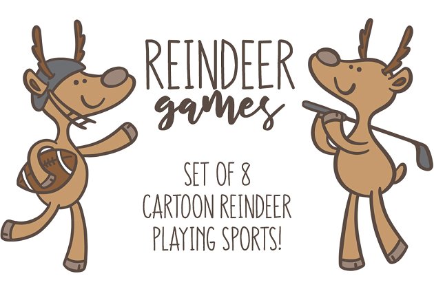 圣诞鹿可爱卡通图形 Reindeer Games: 8 cartoon set
