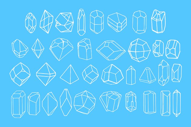 25种矿物质多边形宝石图形素材 25 Minerals (Plus 10 FREE Gemstones)