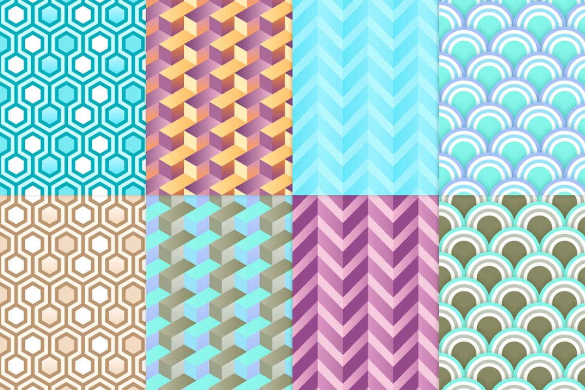 8个几何无缝背景纹理素材 8 geometric seamless patterns