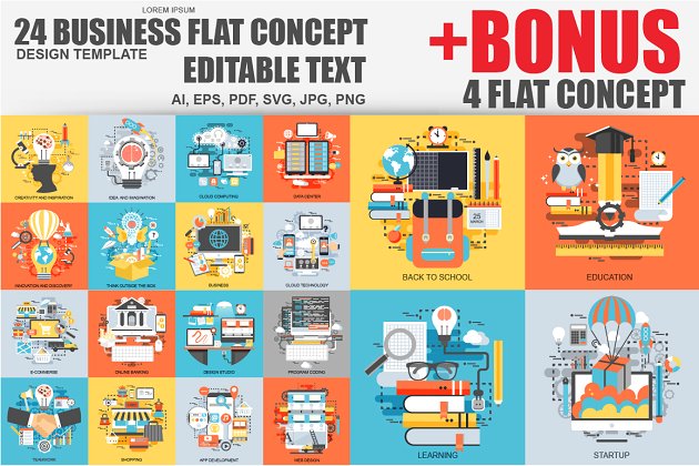 扁平化商业创意图形模板 Bundle Flat Business Concept