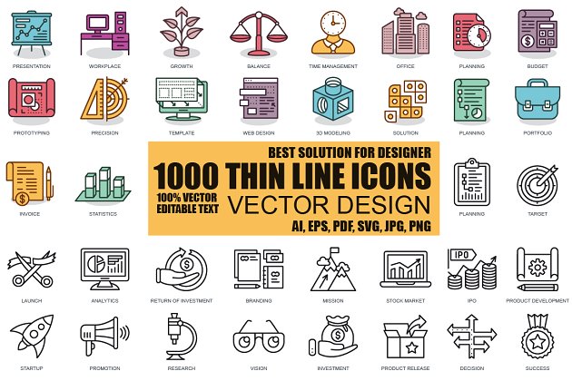 扁平化线型图标 Flat Line Icons