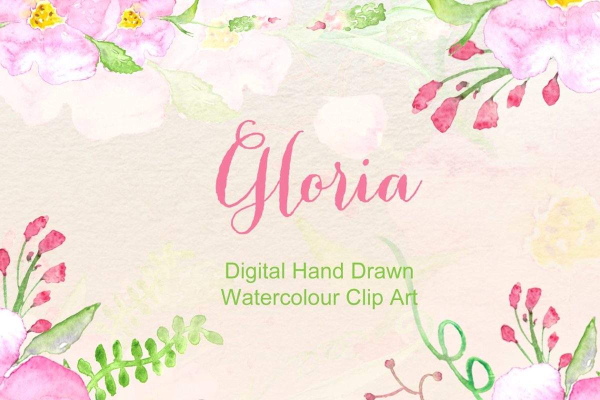水彩花卉素材 Gloria soft Watercolor Clipart