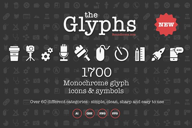 1700个图形效果的图标素材 The Glyphs 1700 icons & symbols