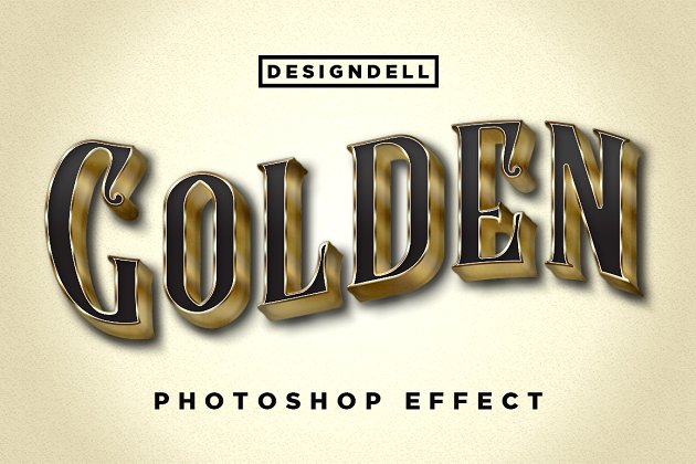 金属酷炫字体图层样式 Golden Photoshop Effect