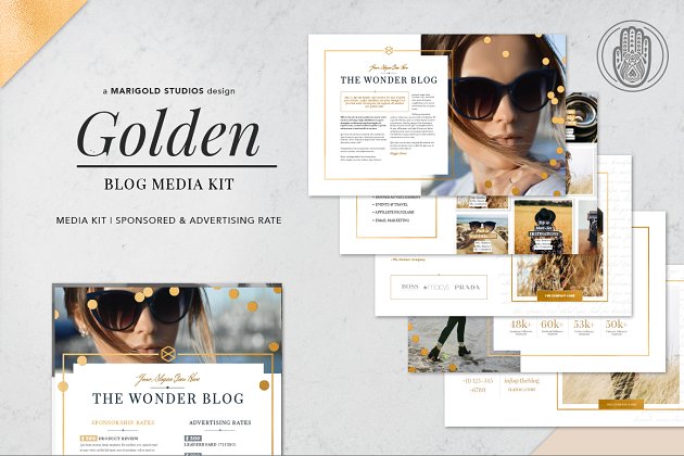 金色的博客简历模板 GOLDEN | Blog Media Kit