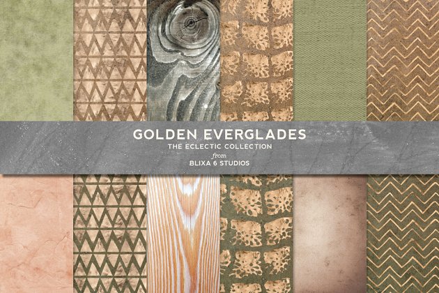 金色鳞片背景纹理素材 Golden Everglades Crocodile Patterns