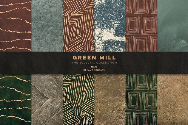 绿色磨坊金色爵士乐背景纹理素材 Green Mill Golden Jazz Graphics