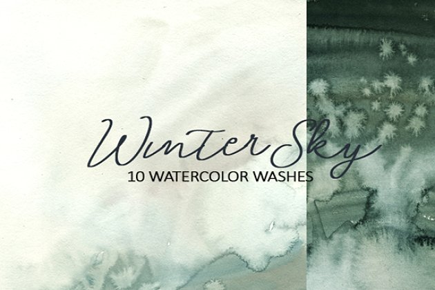 冬季天空水彩素材 Winter Sky Watercolor Grey Washes