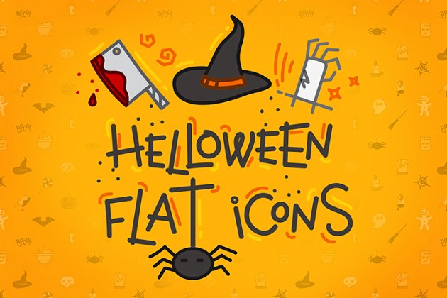 万圣节扁平化图标素材 Halloween flat icons