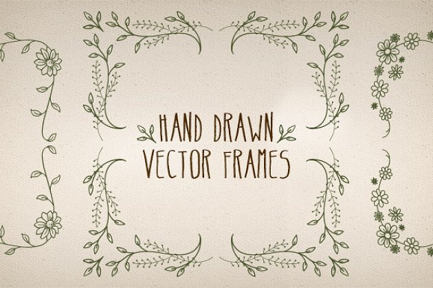 手绘图案框架 Hand Made Vector Frames Pack 3