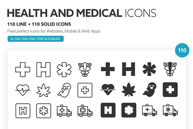 健康主题的图标 Health and Medical Icons