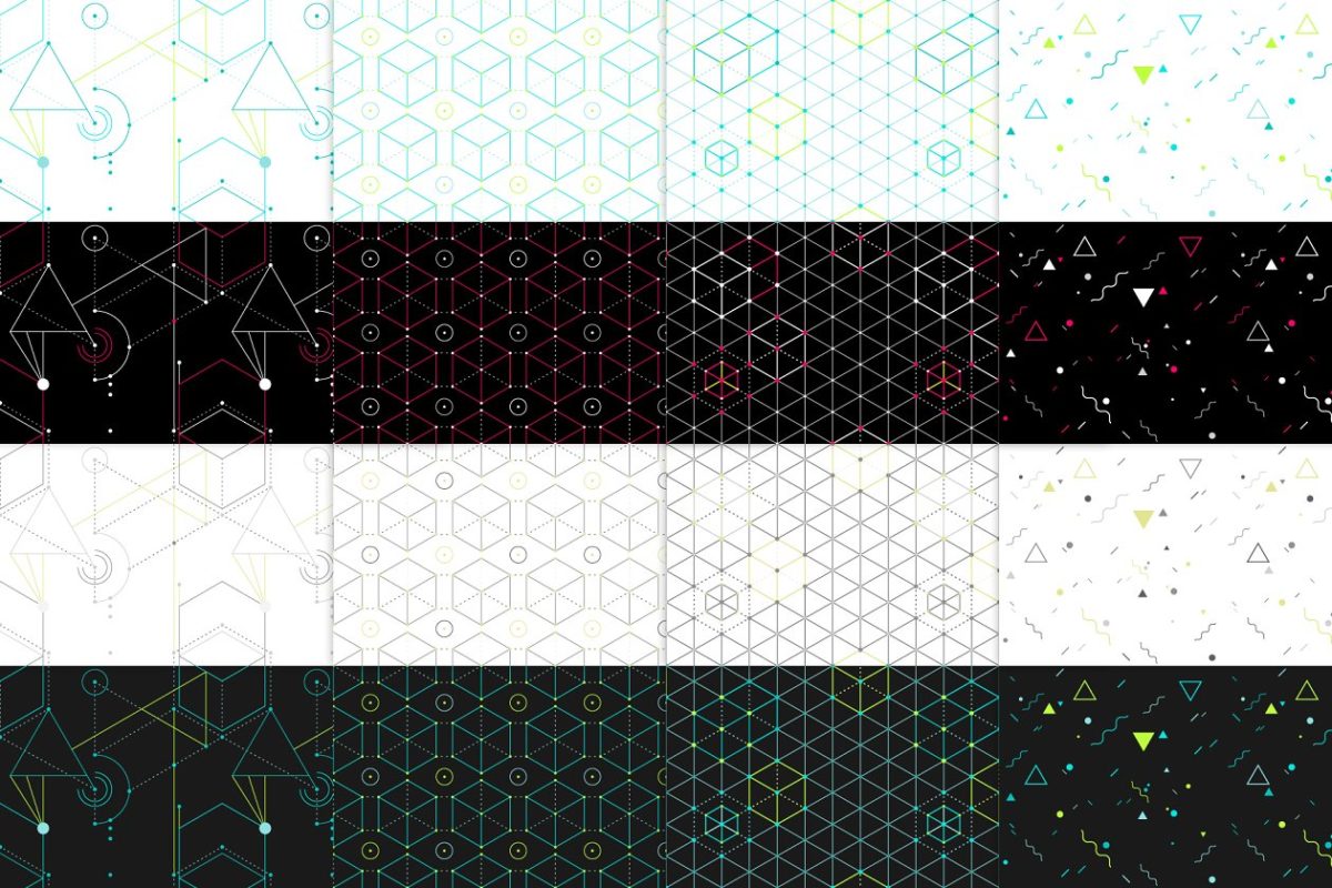 几何无缝背景纹理 16 geometric seamless patterns