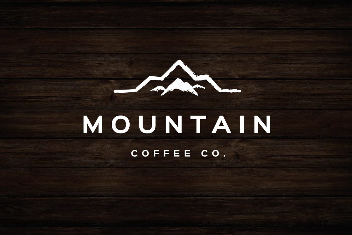 山图形时髦的咖啡LOGO模板 Hipster Coffee Logo