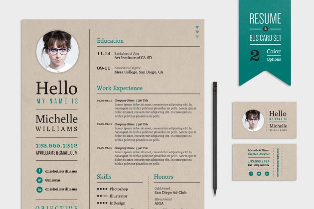 有创意的简历模板+商业名片模板 Creative Resume & Business Card Pack