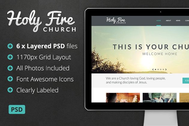HOLY教会PSD网站模版 Holy Fire – Church PSD
