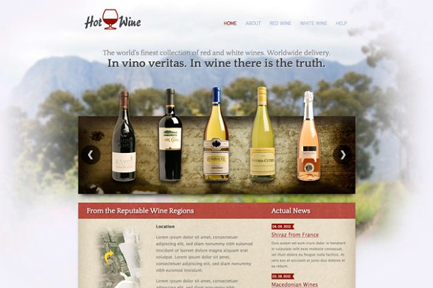 酒庄主题素材网站模板 Hot Wine