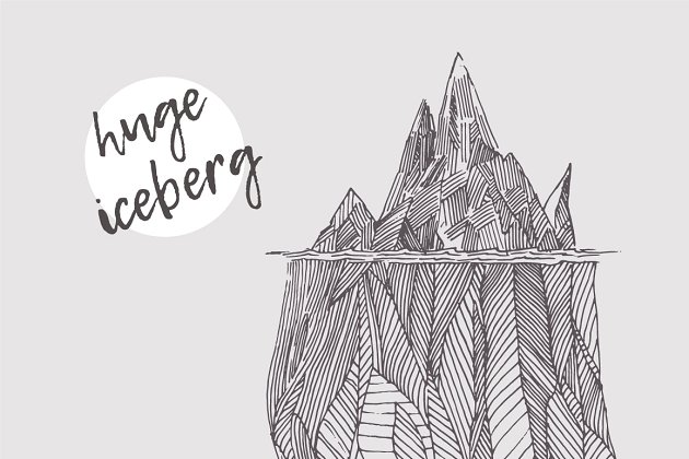 冰山一角素描插画 Illustration of an iceberg