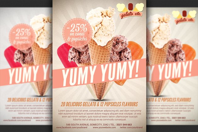 冰淇淋店宣传海报模版 Ice Cream Shop Offer Flyer Template
