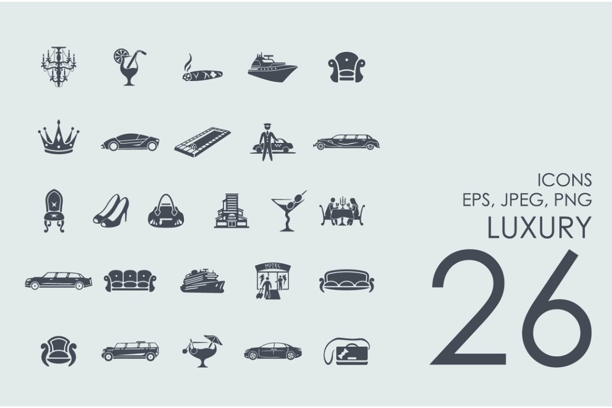 26个奢华主题元素图标 26 luxury icons