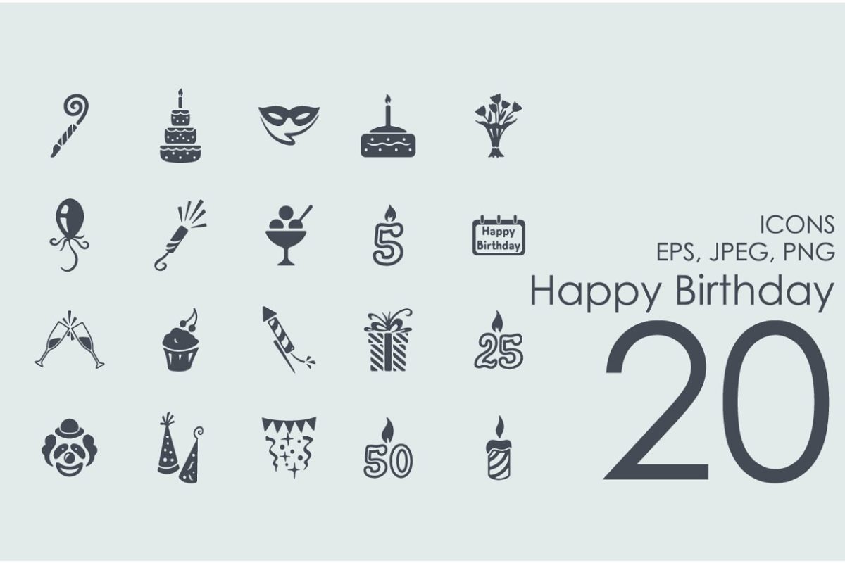 20个生日庆祝主题图标 20 Happy Birthday icons