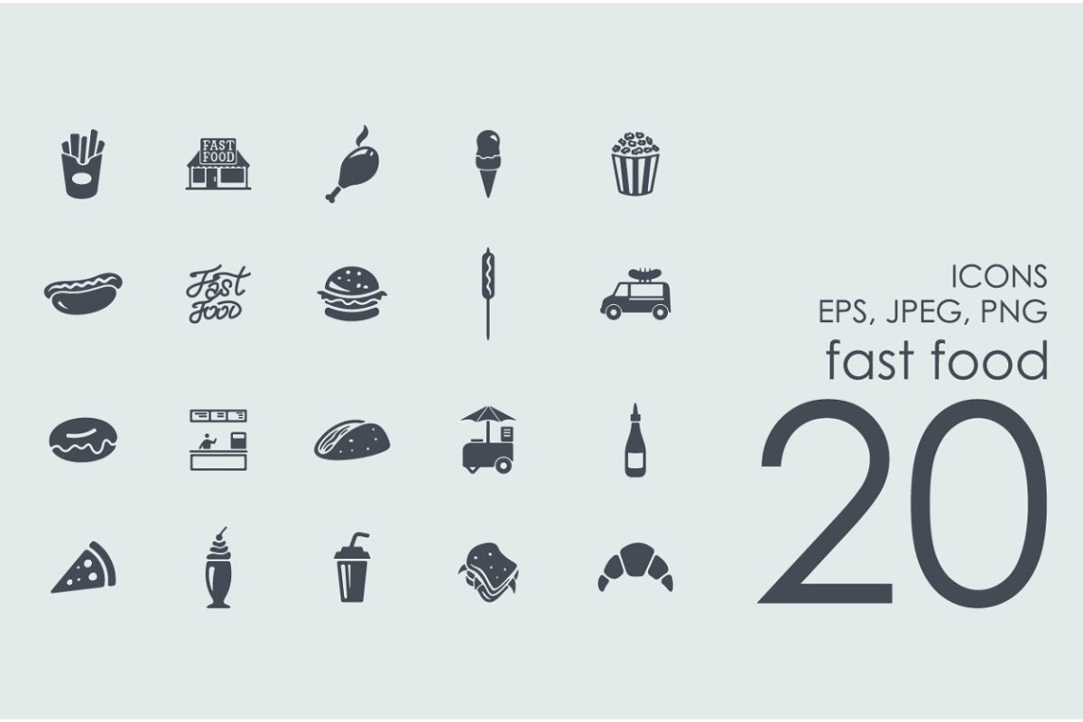 快餐矢量图标素材 20 fast food icons