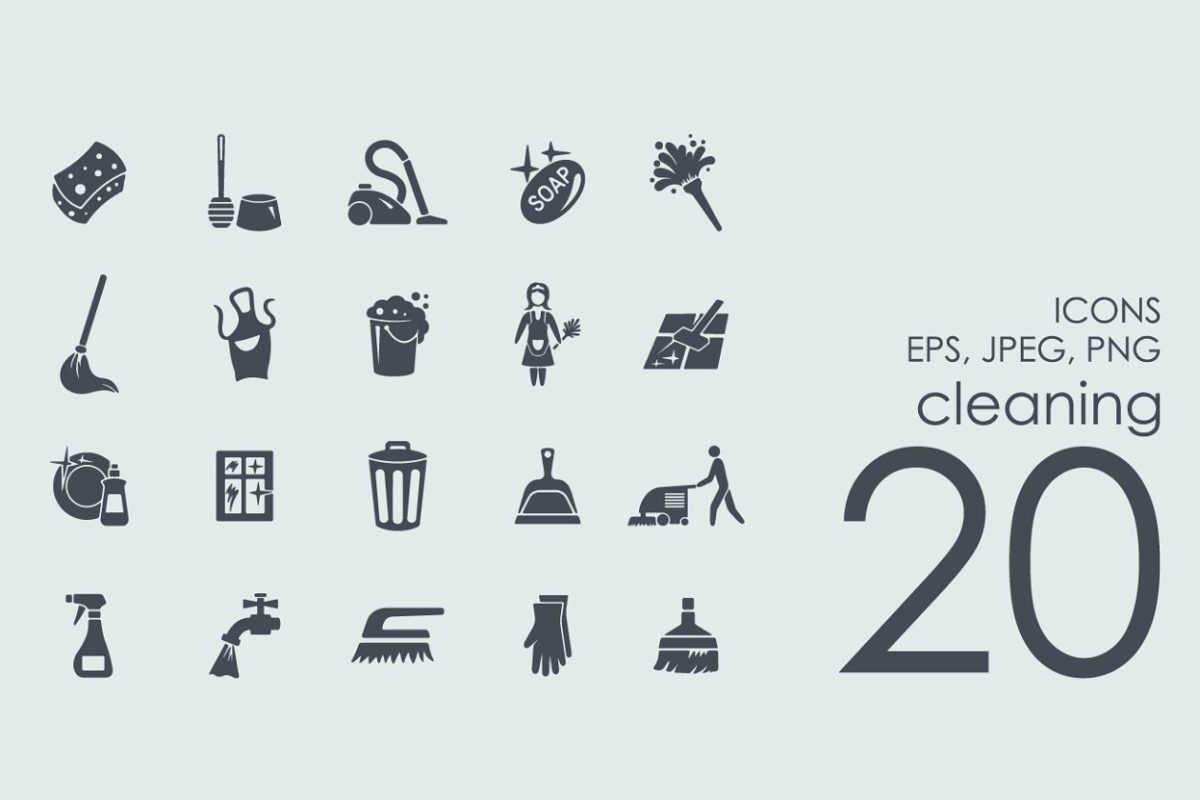 20个清洁相关图标 20 cleaning icons