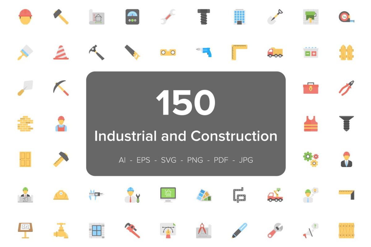 150个工业和建筑相关的图标 150 Industrial and Construction Icon