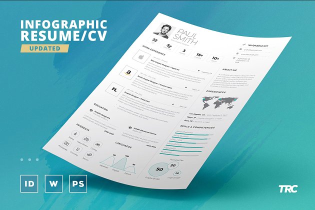 信息图表的简历模板下载 Infographic Resume/Cv Template Vol.6