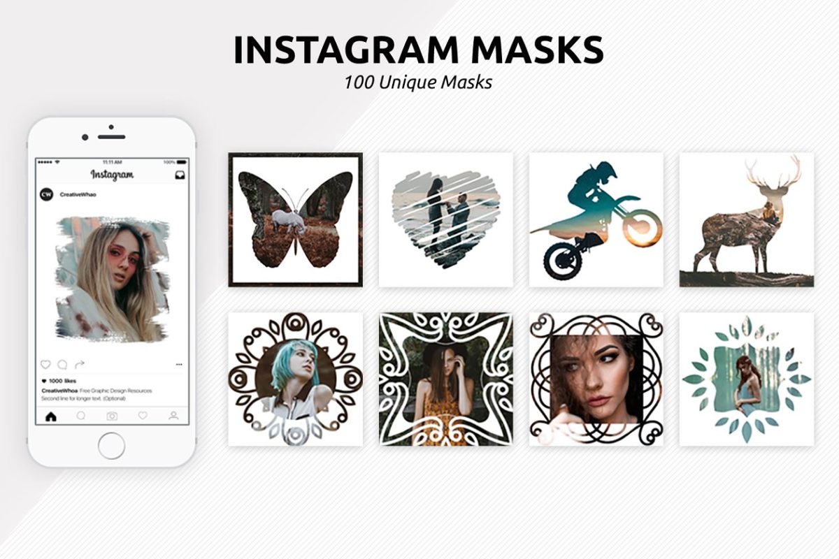 社交图片模板 100 Instagram Masks PSD Templates