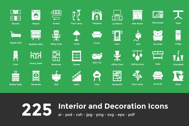 室内装饰电器图标下载 225 Interior and Decoration Icons