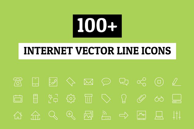 100+ 网络主题图标 100+ Internet Vector Line Icons