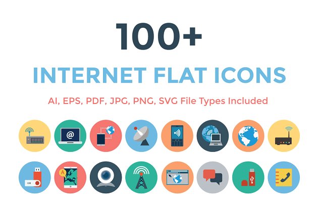 扁平化网络图标素材 100+ Internet Flat Icons