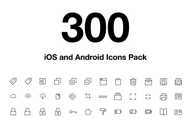 iOS和Android矢量图标 300 iOS and Android Vector Icons