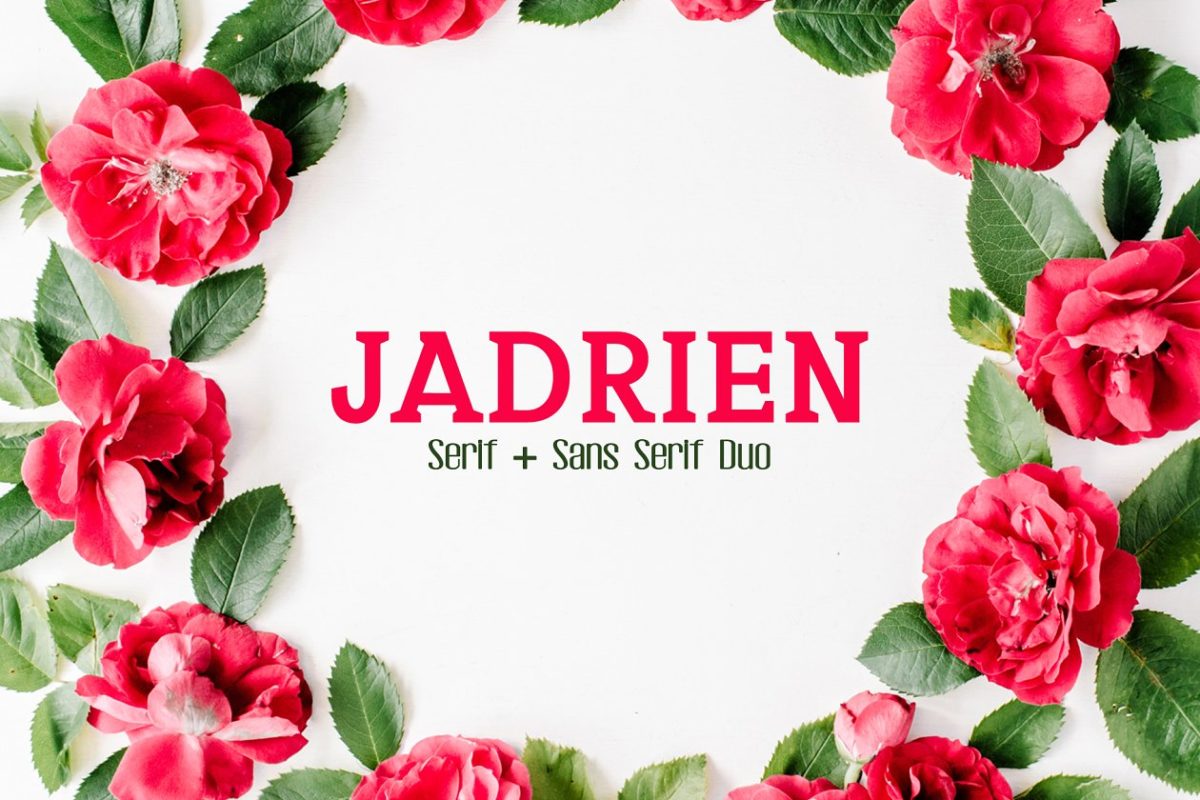 花卉字体 Jadrien Serif + Sans Duo 5 Font Pack