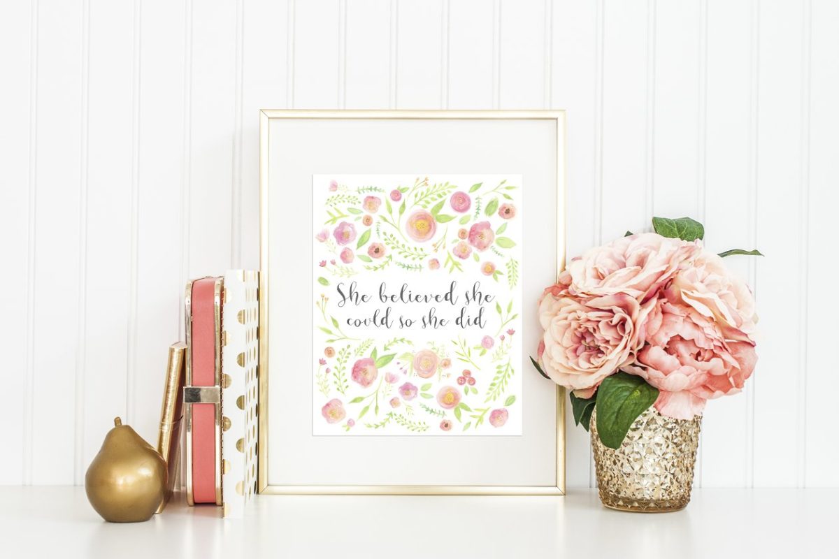 可印刷的水彩墙壁艺术 Printable Wall Art Quote Watercolor