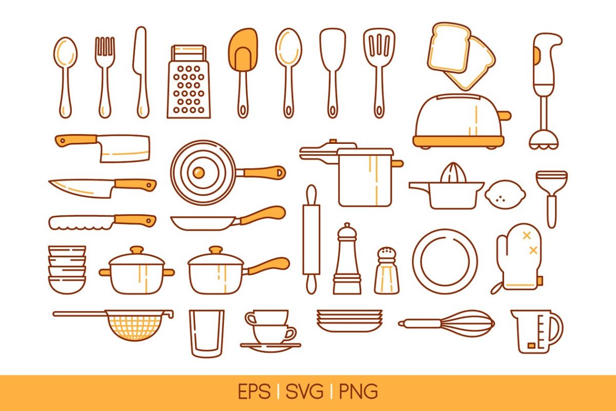 矢量厨房设备图标 33 vector kitchenware icons