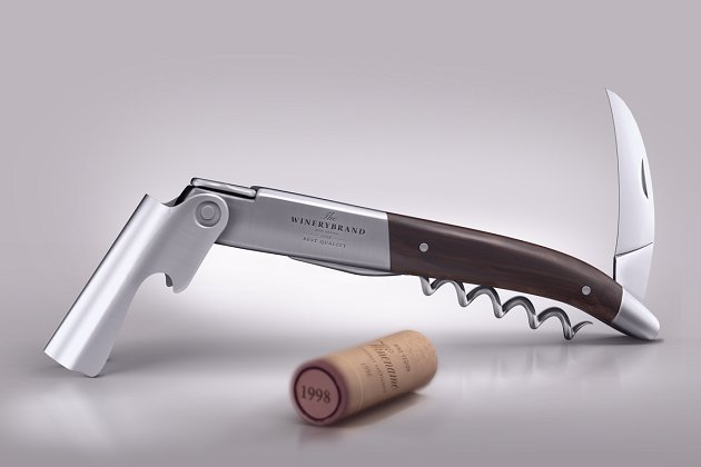 开酒刀和葡萄酒软木样机模型 Wine knife and wine cork mock-up