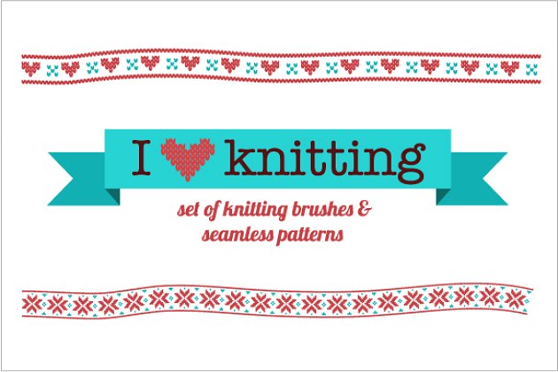 针织矢量笔刷和图案素材 Knitting vector brushes & patterns