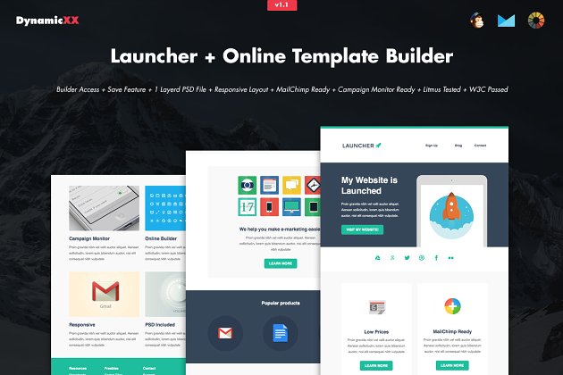 启动页邮件模板 Launcher + Online Template Builder
