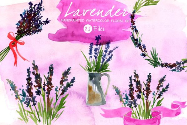 薰衣草水彩畫 lavender set- watercolor clip art