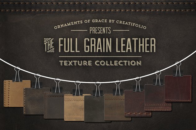 全粒面皮革纹理素材 Full-Grain Leather Textures – PNGs