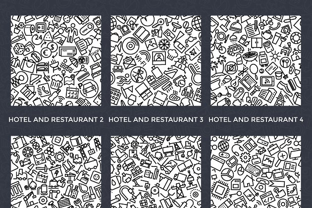 100+互联网流行图标组合背景纹理素材 100+ Line Icon Patterns