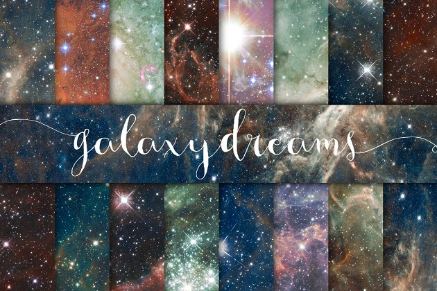 银河梦幻数码背景纹理素材 Galaxy Dreams Digital Paper